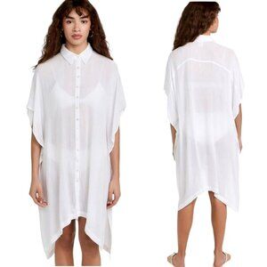 L*Space White Button-Down Swim Coverup